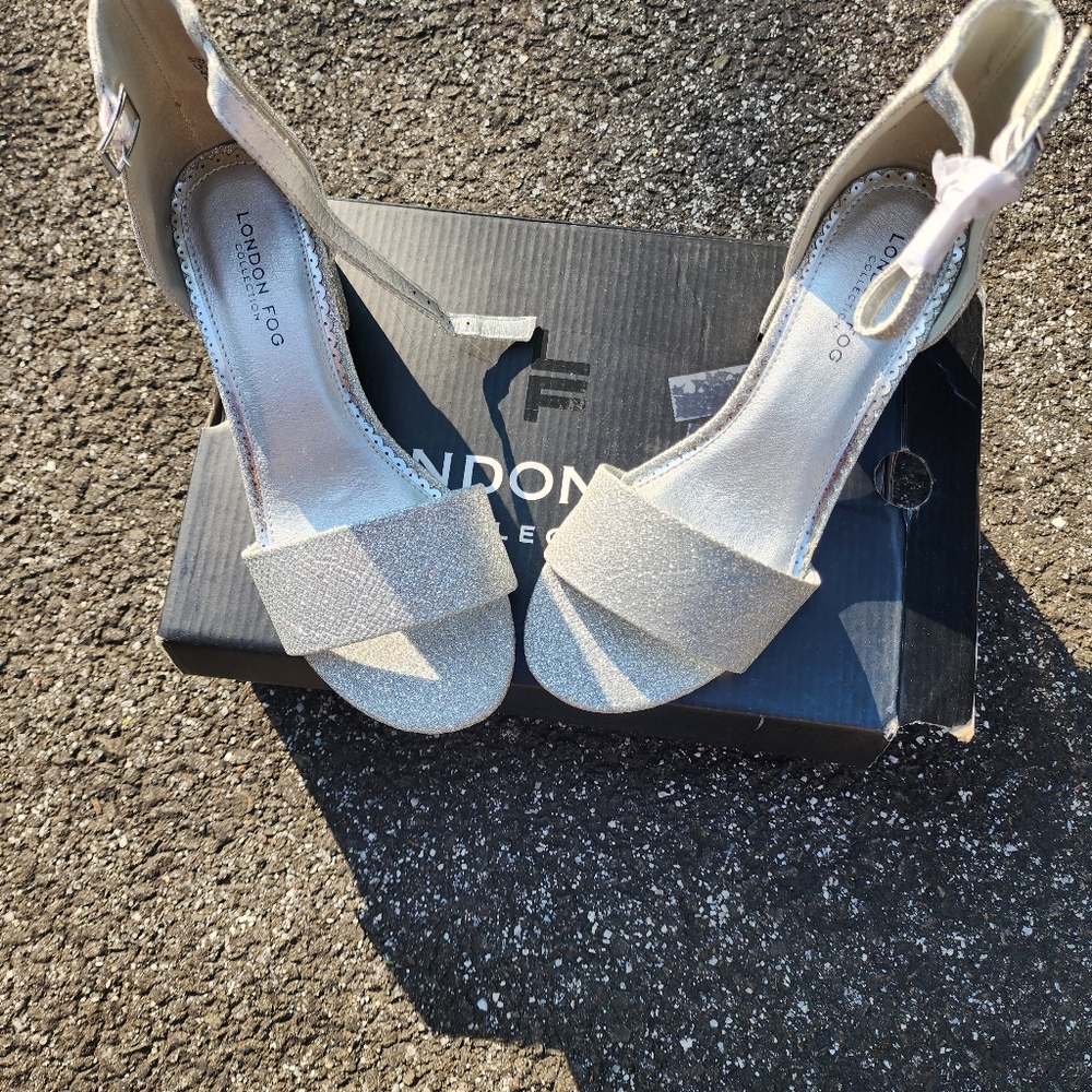 London Fog Glittering Silver Heels